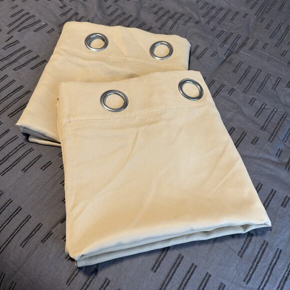 Beige Grommet Curtain Panel Set 52x86 100% Polyester (2 Panels) - Picture 2 of 7